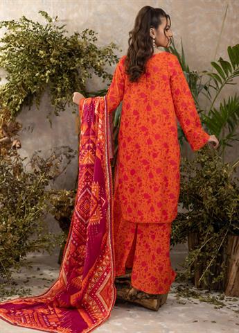 Orange Beaded Khaddar Ladies Readymade