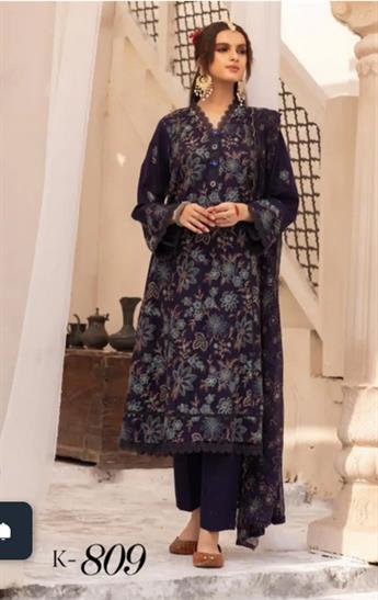 Navy Blue Embroidered Chiffon Ladies Readymade