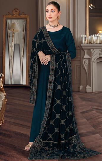 Zinc Embroidered Raw Silk Ladies Readymade
