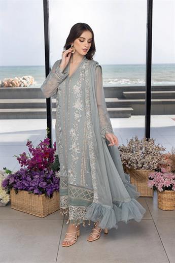 Mint Green Embroidered Raw Silk Ladies Readymade