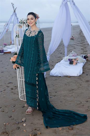 Teal Sequinned Raw Silk Ladies Readymade
