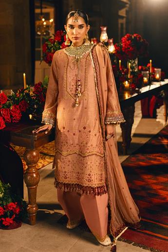 Dusty Pink Sequinned Raw Silk Ladies Readymade