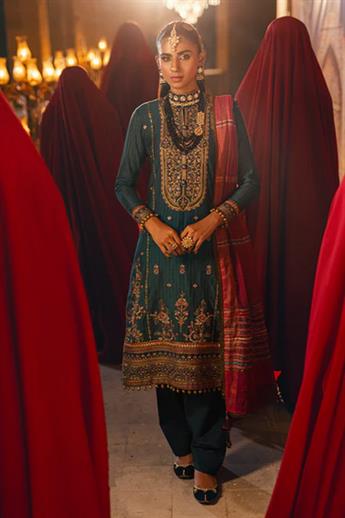 Salitex Nora Festive Collection:
Description
This dark teal fancy yarn dyed cotton net fabric offe