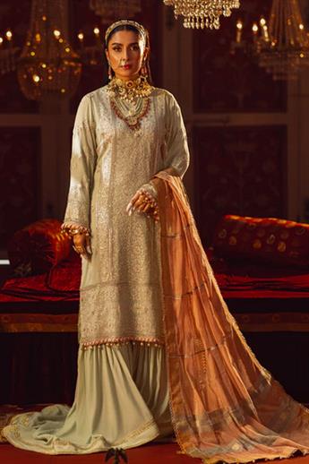 Mint Sequinned Chiffon Ladies Readymade