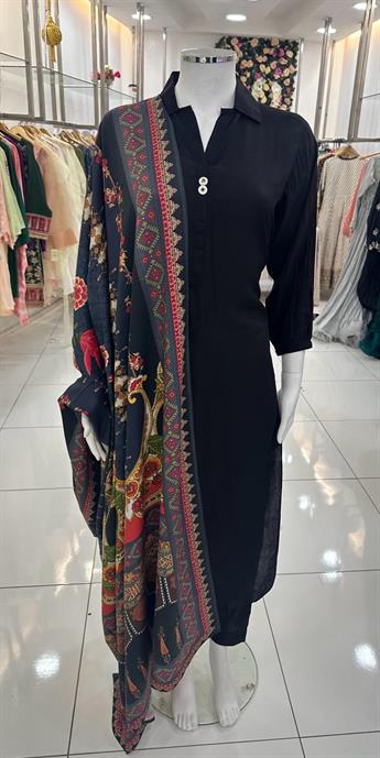 Black Linen Ladies Readymade