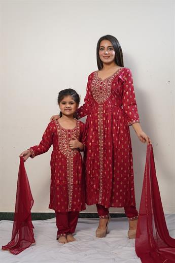Maroon Cotton Maxi Ladies Readymade