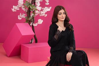 Black Embroidered Raw Silk Ladies Readymade