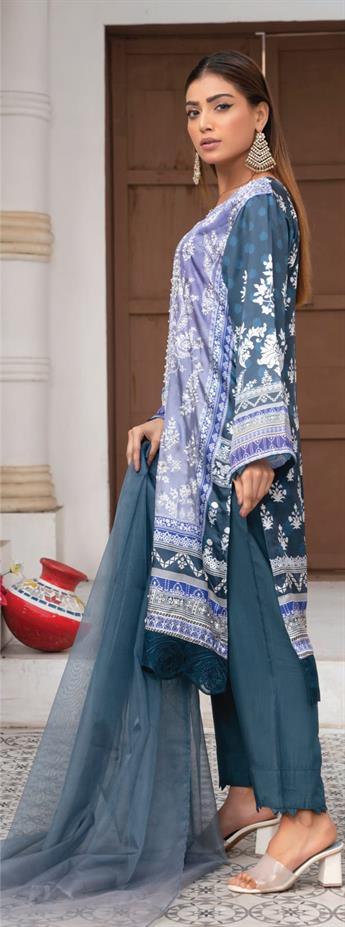 Lilac & Teal Raw Silk Ladies Readymade
