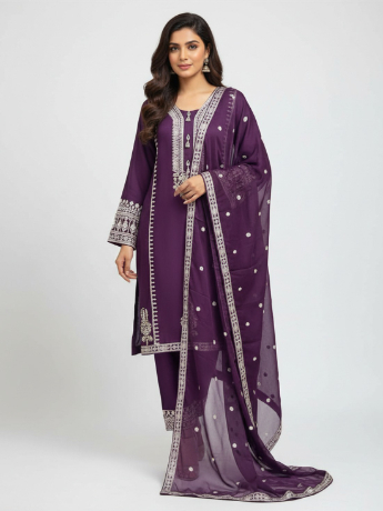  This luxury readymade attire features detailed handwork of thread,dabka and, sequins,tassels and pe