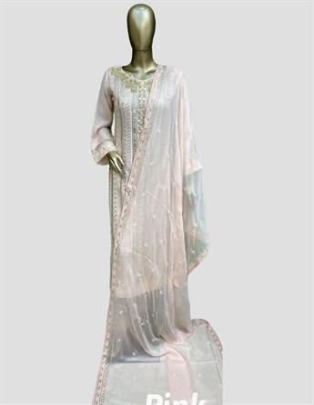 Pink Sequinned Raw Silk Ladies Readymade
