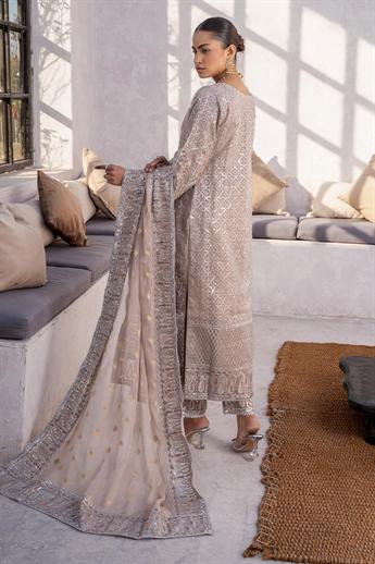 Mocca Sequinned Raw Silk Chiffon 3 Piece Suit