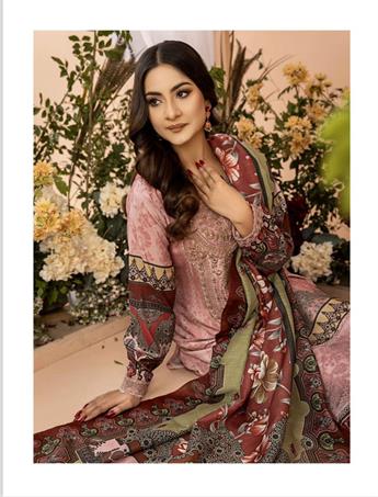 Pink Embroidered Linen 3 Piece Suit