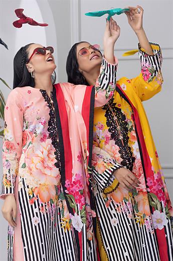 Mustard & Multicolour Digital Print Lawn Ladies Readymade