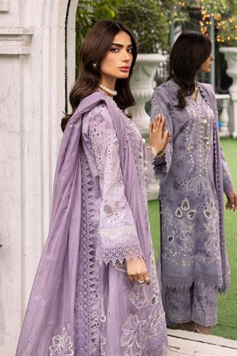 Lavendar Embroidered Organza Ladies Readymade