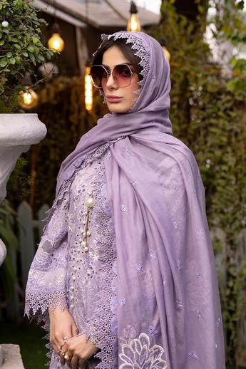 Lavendar Embroidered Organza Ladies Readymade