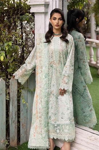 Mint Embroidered Organza Ladies Readymade