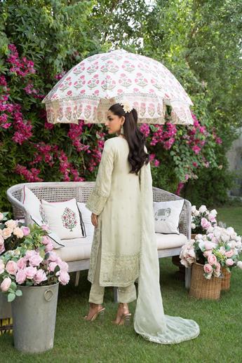Mint Sequinned Embroided Chiffon Suit
