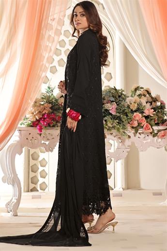 Black Cutwork Raw Silk Luxury Pret