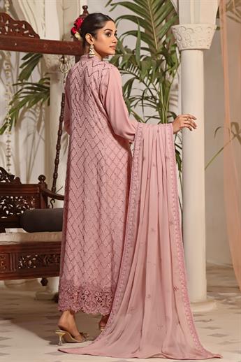 Dusky Pink Cutwork Raw Silk Luxury Pret