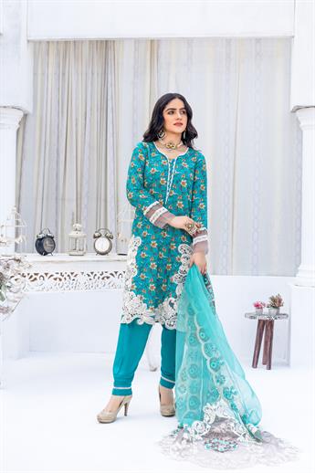 Fabric Definition
-Shirt Fabric: Cotton
-Trouser Fabric: Cotton
-Dupatta Fabric: Tissue Silk
-Em