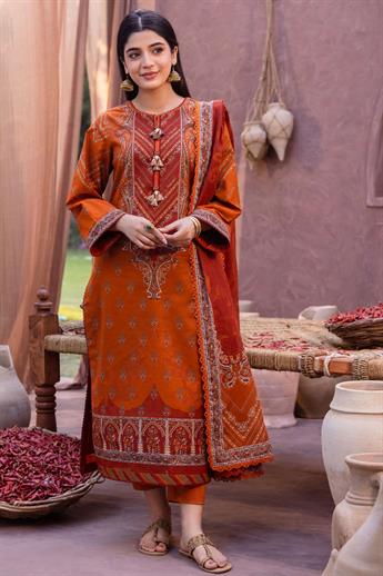 Rust Orange Lawn Digital Printed Suit