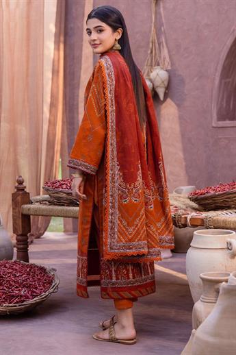 Rust Orange Lawn Digital Printed Suit