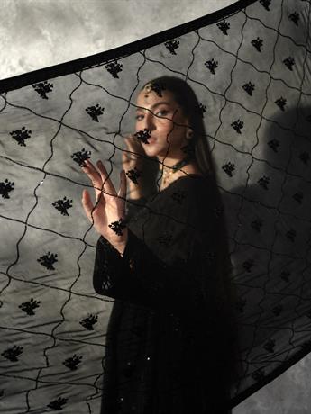 Black Sequinned Chiffon Sharara Party Wear