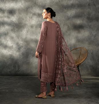 Mauve Sequinned Chiffon Sharara Ladies Readymade