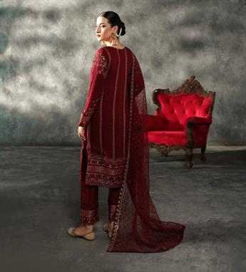 Maroon Sequinned Chiffon Sharara Ladies Readymade