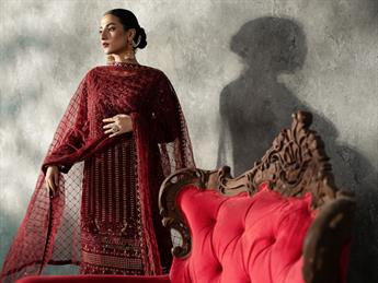 Maroon Sequinned Chiffon Sharara Ladies Readymade