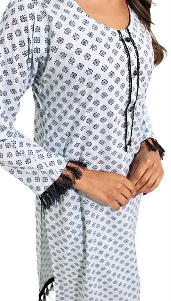Sky Blue Printed Linen Ladies 2 Piece Suit