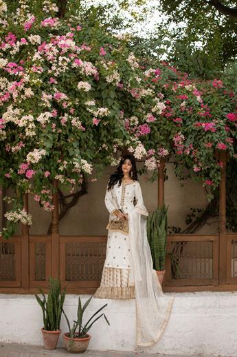 BEAUTIFUL PARTY WEAR DRESS WITH  HAND EMBELISHMENT.
RAW SILK SHIRT COMES WITH HAND EMBROIDERY AND A