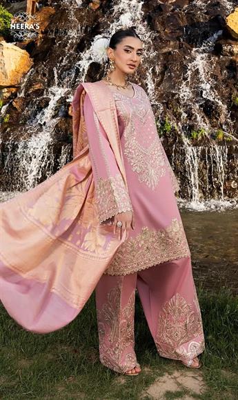 Pink Jacquard Ladies Embroidered Cotton Suit