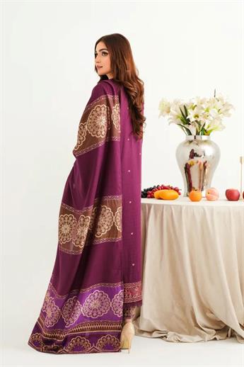 Plum Embroidered Organza Winter Collection