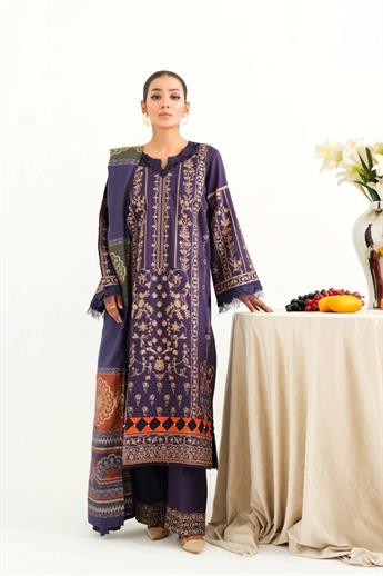 Navy Blue Embroidered Organza Winter Collection