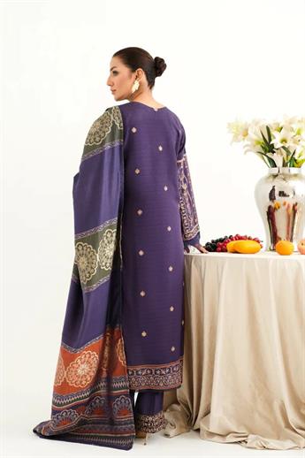 Navy Blue Embroidered Organza Winter Collection