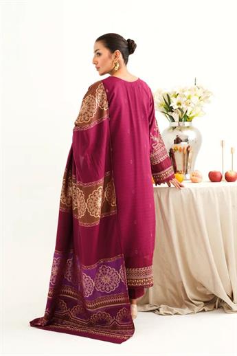 Purple Embroidered Jacquard Winter Collection