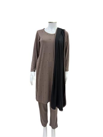 Mauve & Black Ladies Winter 3 Piece Suit