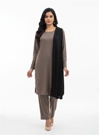 Mauve & Black Ladies Winter 3 Piece Suit