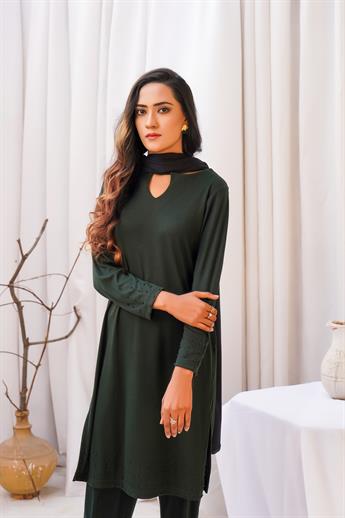Green & Black Ladies Winter 3 Piece Suit
