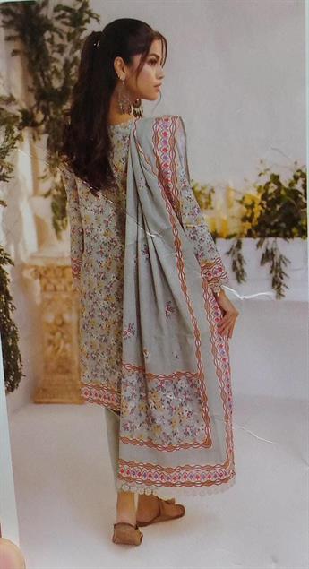 Grey Printed Khaddar Ladies 3 Piece Khadder Suit