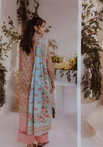 Peach Printed Khaddar Ladies 3 Piece Khadder Suit