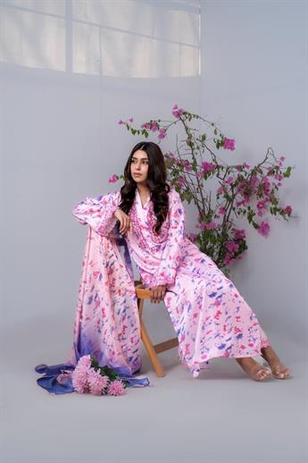 Pink Mirror Work Raw Silk Ladies Pret