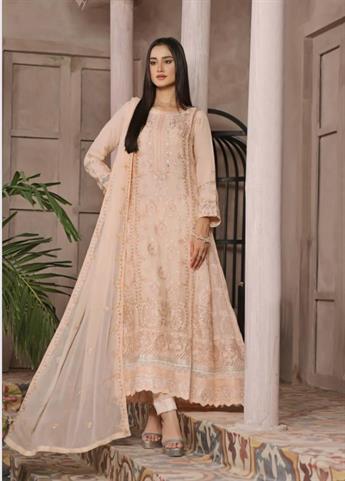 LADIES CHIFFON EMBROIDERED LONG DRESS