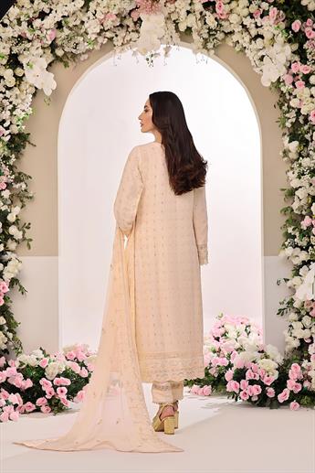 Peach Embroidered Raw Silk Ladies Luxury Pret