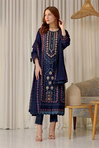 Shirt : Heavy handwork chiffon long shirt with beautiful embroidery do…