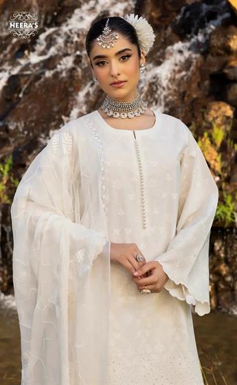 Off White Cutwork Chiffon Ladies Chikankari Farishi Shalwar Suit