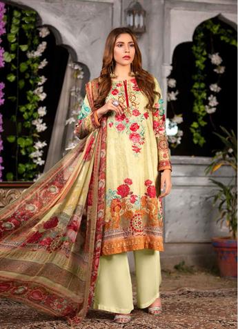 Cream 3 Piece Readymade Embroidered Stunning Salwar Suit