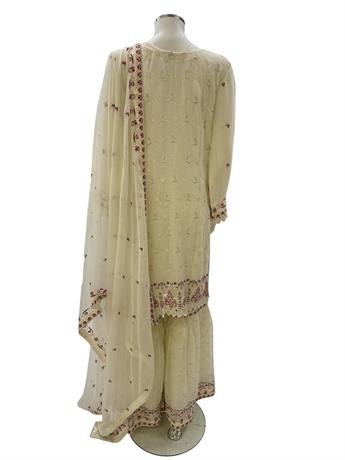 Off White Embroidered Gharara Ladies Chiffon Pret