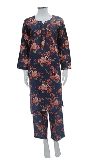 Navy Blue Printed Khaddar Ladies Winter Collection